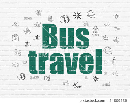 Travel concept: Bus Travel on wall background Travel concept: Bus Travel on wall background 34809386