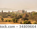Pagoda landscape the plain of Bagan , Myanmar 34809664