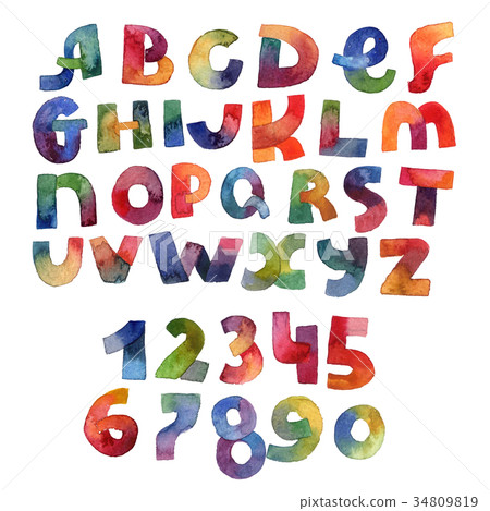 Watercolor gradient font in bright colors 34809819