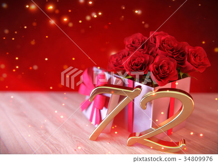 birthday concept with red roses in gift on wooden birthday concept with red roses in gift on wooden 34809976
