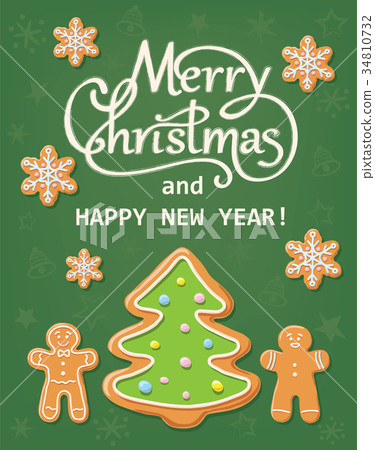 Christmas card with gingerbread 34810732