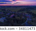 Sunset with wind turbines in Germany 34811473
