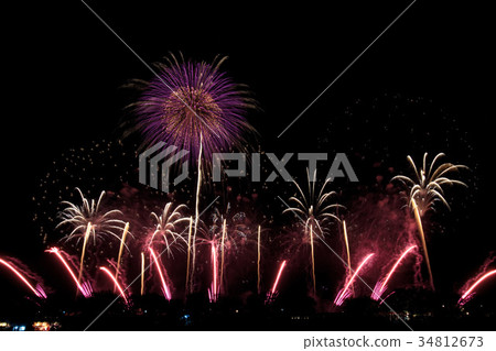 Tsuchiura national fireworks event competition offer wide star mine (2017) 34812673