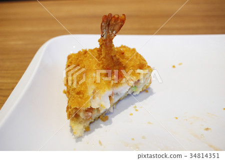 the prawn toast with sesame seed topping 34814351