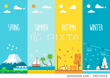 Flat design 4 seasons background - Stock Illustration [34814919] - PIXTA