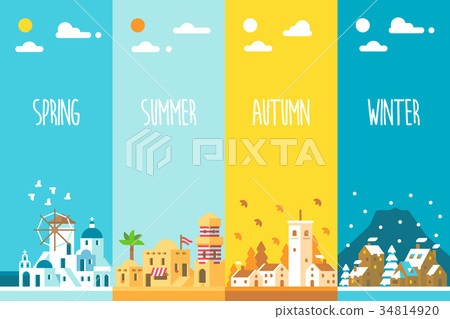Flat design 4 seasons background Flat design 4 seasons background 34814920