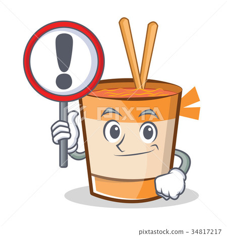 With sign cup noodles character cartoon 34817217