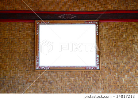 Bamboo wall with wooden frame Bamboo wall with wooden frame 34817218