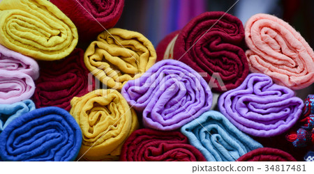 Textile at the local market in Hunan, China 34817481