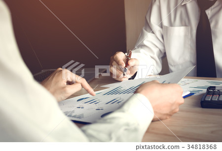 Two business people analysis summary report graph 34818368
