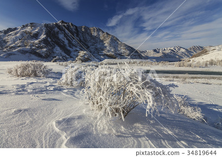 Mysterious winter landscape majestic mountains in Mysterious winter landscape majestic mountains in 34819644