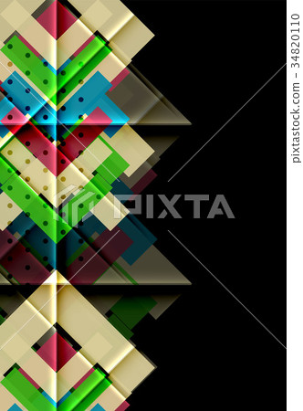 Colorful triangles and arrows on dark background 34820110