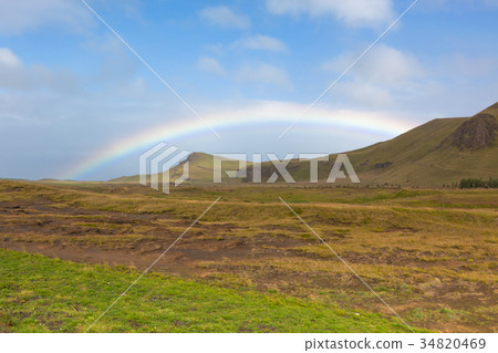 South Icelandic landscape with rainbow 34820469
