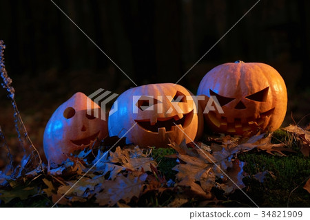 Shot of Halloween pumpkin jack head Shot of Halloween pumpkin jack head 34821909