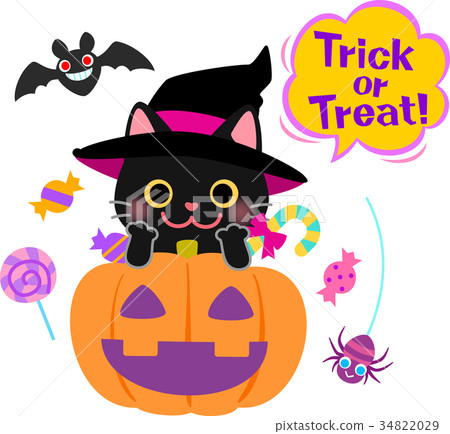 Halloween illustration of a black cat Halloween illustration of a black cat 34822029