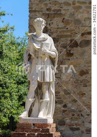 Marble statue of St. Damian at the entrance church Marble statue of St. Damian at the entrance church 34822701