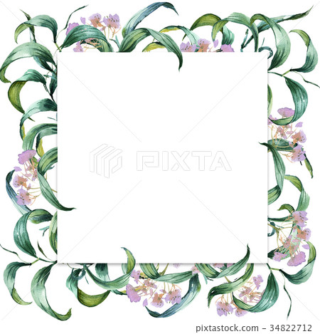 Romantic watercolor Emerald flowers wreath frame 34822712