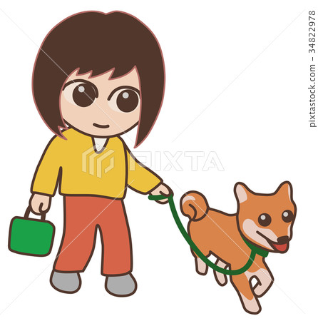一個女人遛狗 一個女人遛狗 34822978