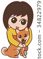 A woman holding a dog 34822979