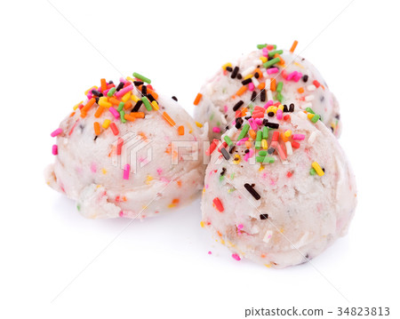 Ice cream scoops on white background 34823813