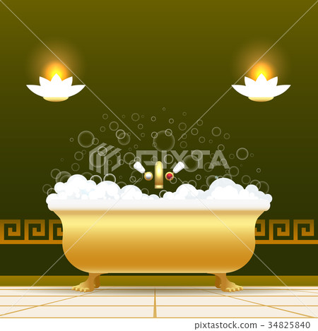 Golden bathtub illustration 34825840
