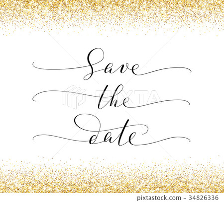 Save the date card with falling glitter confetti 34826336