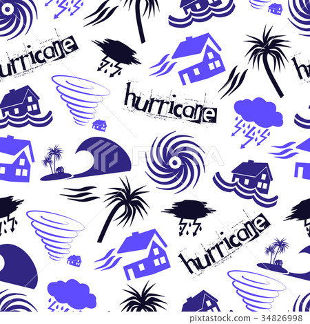 Hurricane Design Pattern hurricane natural disaster icons seamless pattern - Stock Illustration ...