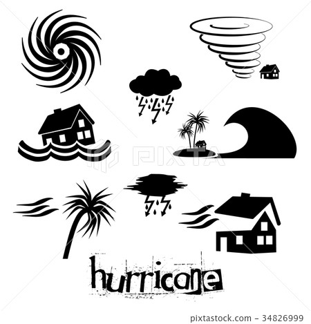 hurricane natural disaster problem icons set eps10 34826999