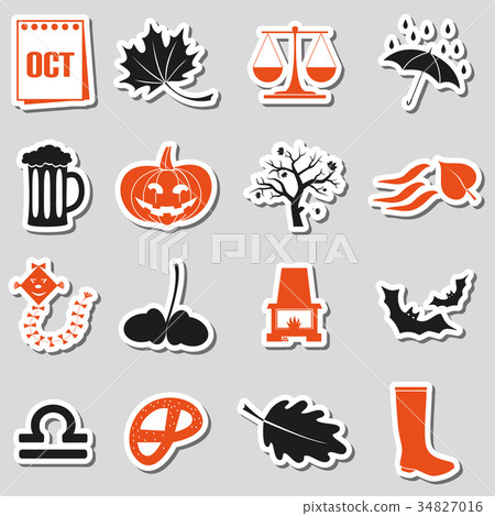 october month theme set of simple stickers eps10 - Stock Illustration ...