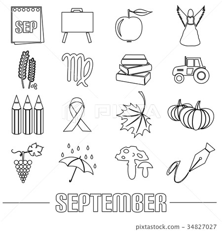 september month theme set of outline icons eps10 september month theme set of outline icons eps10 34827027