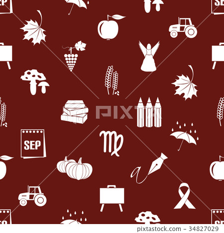 september month theme set of icons red pattern september month theme set of icons red pattern 34827029