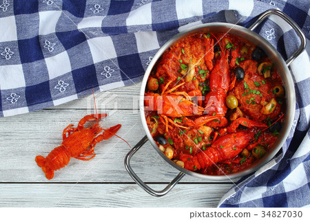 tasty chicken meat stew with crawfishies 34827030