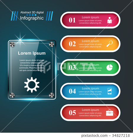 3D infographic design template and glass marketing 3D infographic design template and glass marketing 34827218