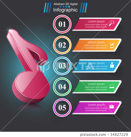 Music Infographic. Treble clef icon. Note icon. Music Infographic. Treble clef icon. Note icon. 34827229
