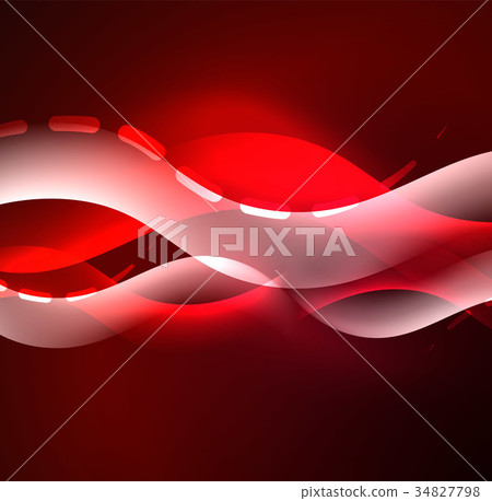Vector glowing wave, smoke design wavy lines 34827798