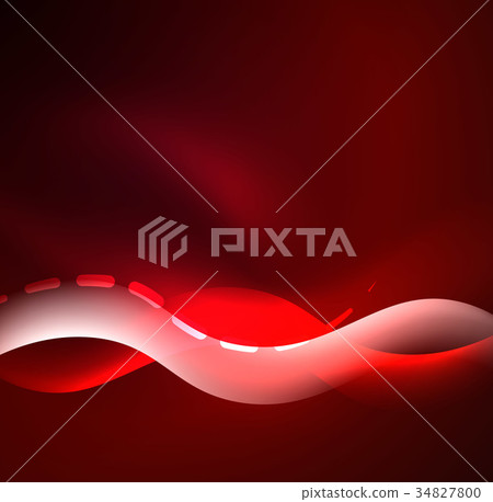 Vector glowing wave, smoke design wavy lines 34827800