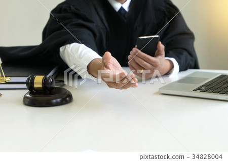 Judge gavel with Justice lawyers Plaintiff 34828004