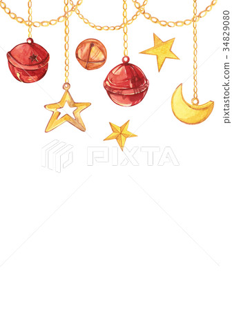 Watercolor Christmas card with a crescent, a star 34829080