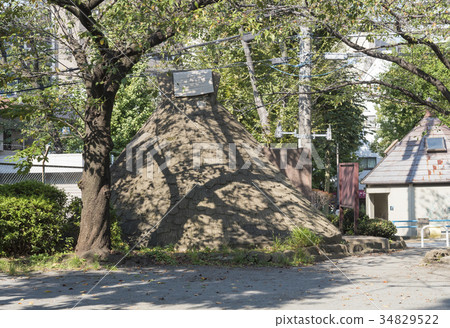 Burrow-type dwelling model of Higashiyama shell mound ruins (Meguro-ku, Tokyo) 34829522