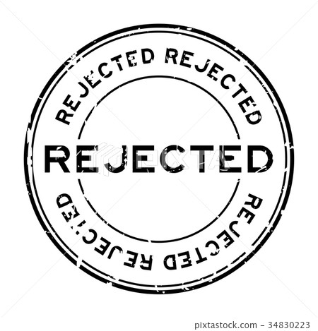 Grunge black rejected round rubber seal stamp Grunge black rejected round rubber seal stamp 34830223