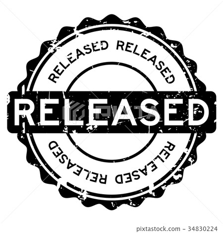 Grunge black released round rubber seal stamp Grunge black released round rubber seal stamp 34830224