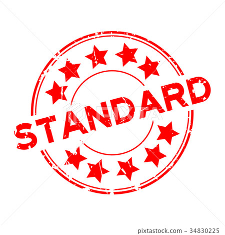 Grunge red standard wording round rubber stamp Grunge red standard wording round rubber stamp 34830225