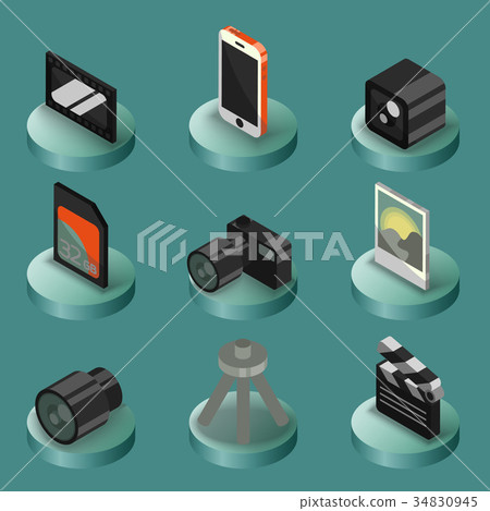 Photo color isometric icons 34830945