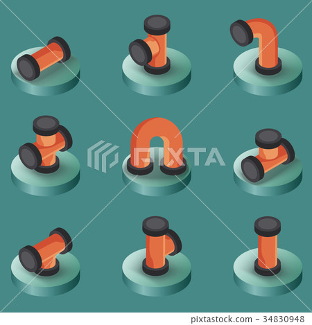 Pipes color isometric icons 34830948