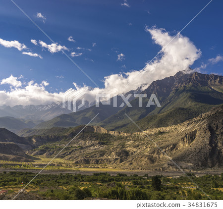 Nilgiri and Tilicho Himal view on way to Jomsom 34831675