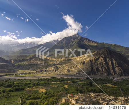 Nilgiri and Tilicho Himal view on way to Jomsom Nilgiri and Tilicho Himal view on way to Jomsom 34831676