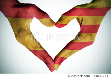 heart with the Catalan and the Spanish flags heart with the Catalan and the Spanish flags 34833211