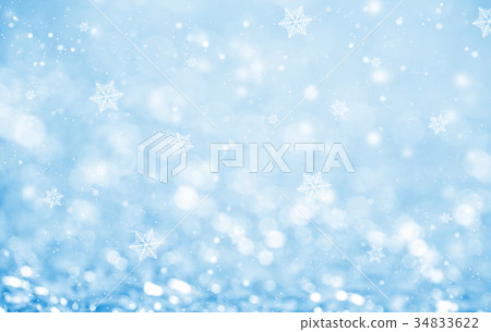 Abstract blue glitter bokeh and snowflake. Abstract blue glitter bokeh and snowflake. 34833622