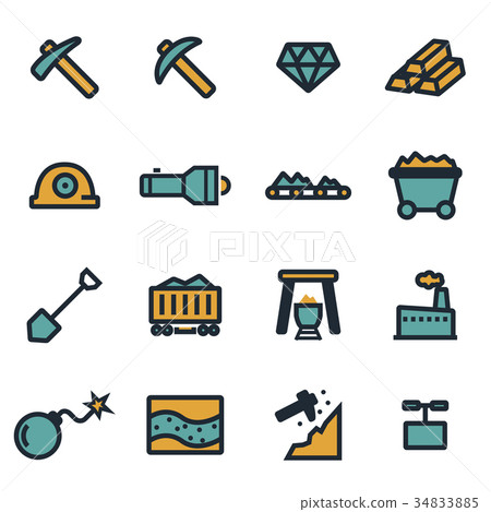 Vector flat mining icons set - Stock Illustration [34833885] - PIXTA