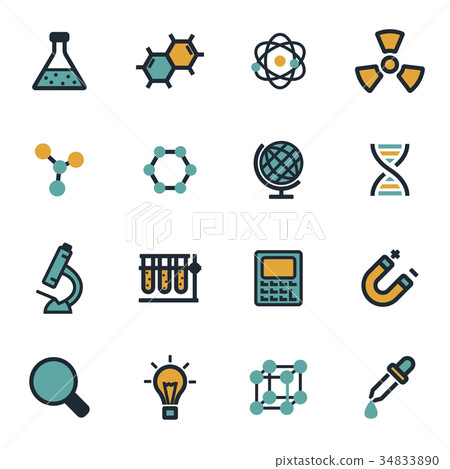 Vector flat science icons set 34833890